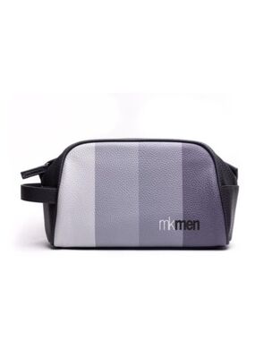 MK Men Gray/Purple Striped Leather Dopp Kit